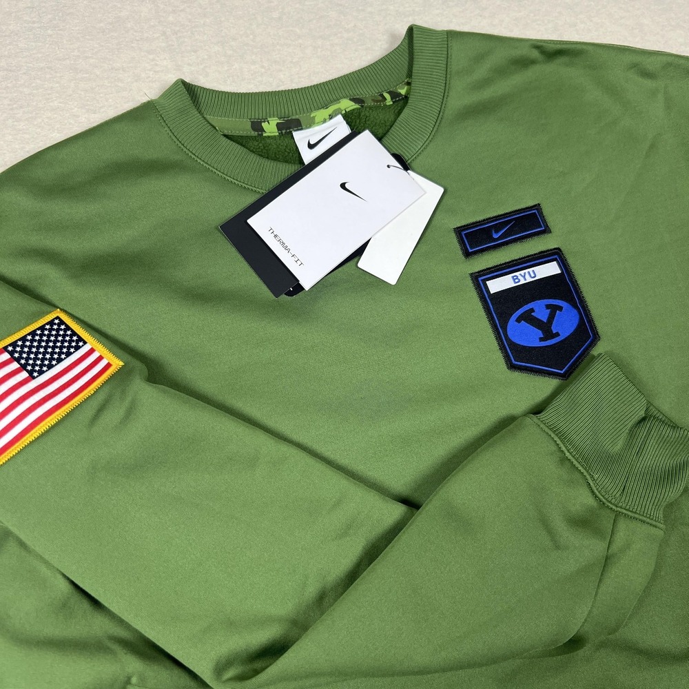 Nike BYU Cougars Therma Fit‎ Crewneck Womens XL Oversized Green Team Issued